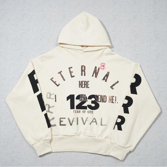 FEAR OF GOD x RIVINGTON ROI REBIS Monogram Cream Hoodie - Picture 1 of 7